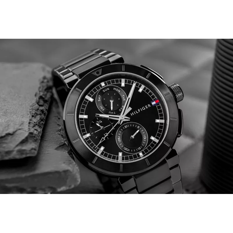 Tommy Hilfiger Decker Reloj de cuarzo hombre 44mm acero inoxidable esfera azul correa de piel marrón