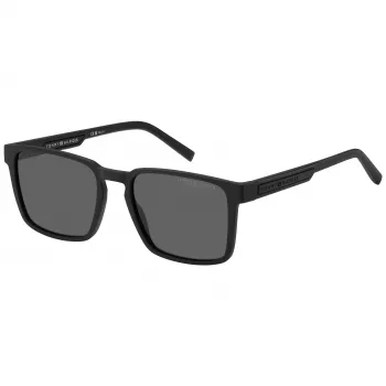 Tommy Hilfiger Gafas de sol de hombre TH-2088-S-003 - Montura de acetato negra, lentes de policarbonato grises, 55 mm
