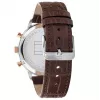 Tommy Hilfiger Reloj de hombre 1791987 44mm Caja de acero inoxidable Correa de piel marrón Esfera azul