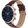 Tommy Hilfiger Reloj de hombre 1791987 44mm Caja de acero inoxidable Correa de piel marrón Esfera azul