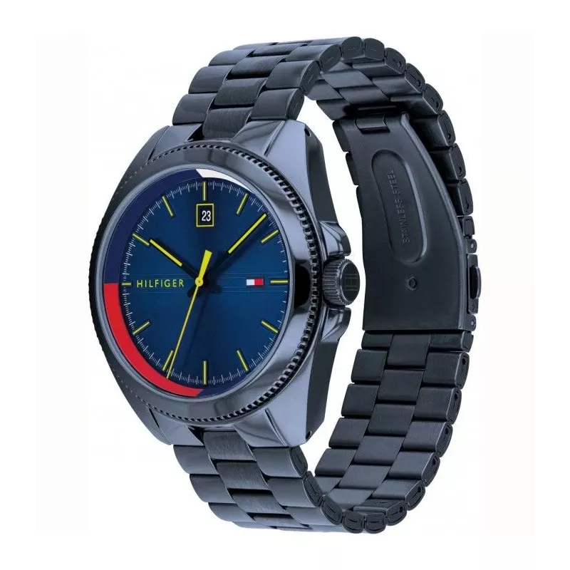 Tommy Hilfiger Reloj hombre TH1791689 44mm esfera azul correa de piel marrón