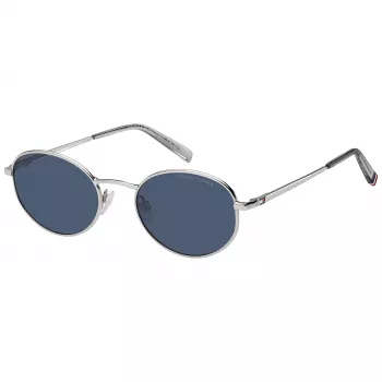 Tommy Hilfiger TH-2219-S-010 Gafas de sol unisex - Montura de acetato negra, lentes de policarbonato grises, protección UV400, 55/21/145 mm