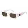 Gafas de sol rectangulares unisex TOMMY JEANS TJ-0099-S-VK6, montura negra, lentes gris humo, 53/20/145 mm