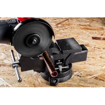 TOPEX Tornillo de banco giratorio para cerrajeros 125 mm con base giratoria 360° y yunque