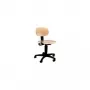 Topstar TEC 11 taburete de trabajo de madera con altura regulable sin escalonamiento, certificado TÜV, asiento y respaldo de madera de haya, base de aluminio pulido, 72210 HO1