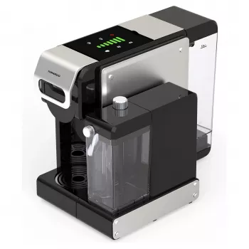 TORNADO TST-550M-GS Cafetera 7 en 1 con bomba de 15 bares, depósito de agua de 1,8 l, espumador de leche – Negro/Plata