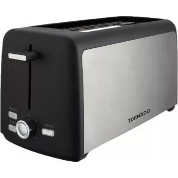 Tostadora Tornado TTA-7402-GS - 2 rebanadas 1400W tostadora pop-up con 7 niveles de tostado, negro/plata