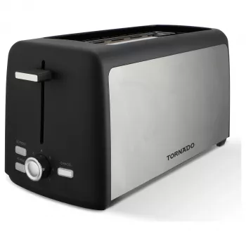 Tostadora Tornado TTA-7402-GS - 2 rebanadas 1400W tostadora pop-up con 7 niveles de tostado, negro/plata