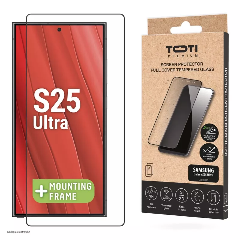 TOTI PREMIUM 3D protector de pantalla de cristal templado, cobertura total para Samsung Galaxy S25 Ultra