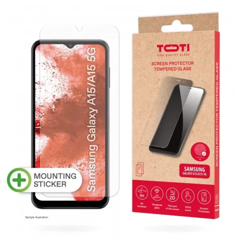 TOTI Tempered Glass Protector de pantalla 2D para Samsung Galaxy A15/A15 5G, transparente