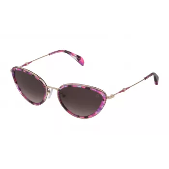 TOUS Gafas de sol para mujer STO387-550GED Havana Marrón Acetato Rectangular Degradado