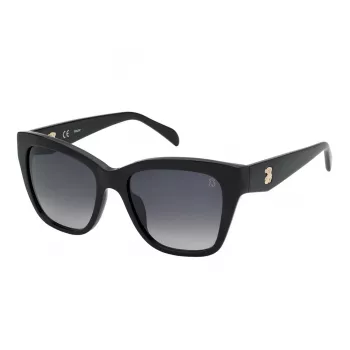 TOUS Gafas de sol para mujer STOB40-540700 - Montura de acetato, lentes de policarbonato, protección UV400, 54 mm de ancho de lente, Negro/Gris