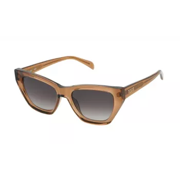 TOUS Gafas de sol mujer STOB85-530D67 Brown Havana mariposa montura acetato con lentes policarbonato degradado marrón 53/15/140 mm