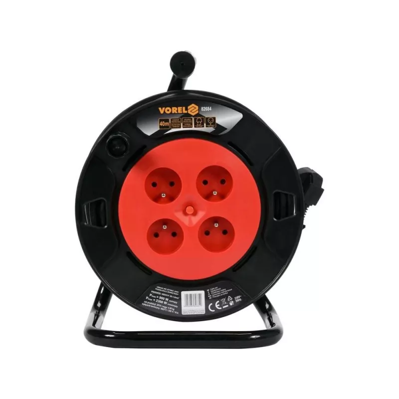 TOYA VOREL 82682 alargador con carrete 4 tomas 30m H05VV-F 3G1.5 con protección térmica
