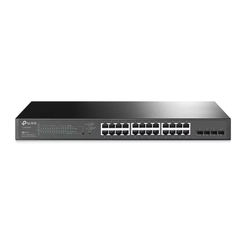Switch Smart PoE+ TP-Link JetStream 28 puertos Gigabit con 24 puertos PoE+ y 4 ranuras SFP