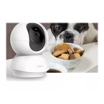 TP-Link Tapo C200 Cámara de seguridad WLAN con giro/inclinación, 1080p Full HD, giro 360°, inclinación 114°, visión nocturna, audio bidireccional, ranura microSD, compatible con Alexa y Google Assistant, Blanco
