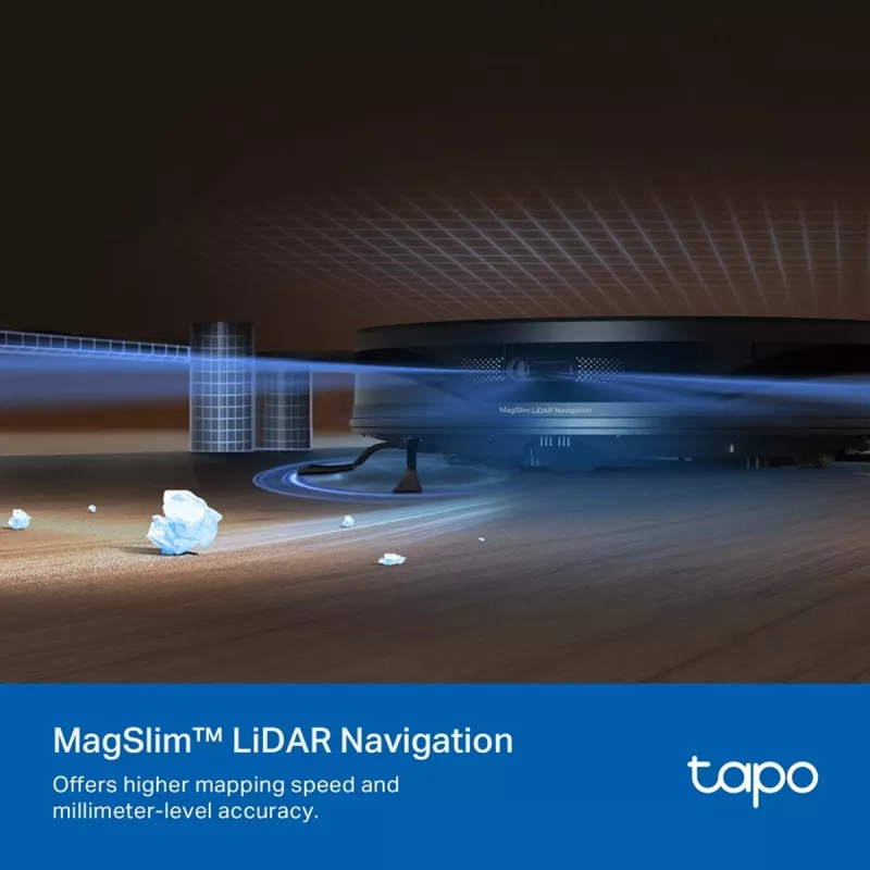 TP-Link Tapo RV20 Max Plus robot aspirador y fregasuelos con estación de vaciado, navegación LiDAR, 4200 Pa de succión, batería de 2600 mAh, Wi-Fi, Alexa y Google Assistant