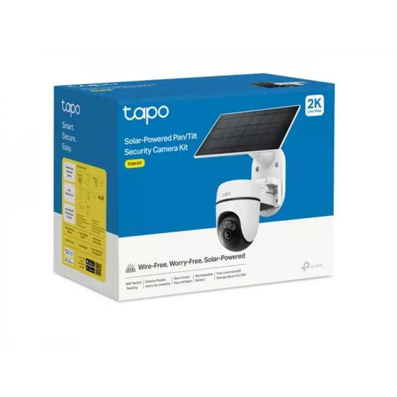 TP-Link Tapo TC90 KIT kit de cámara de seguridad de exterior con energía solar, orientable/inclinable, 2304 x 1296
