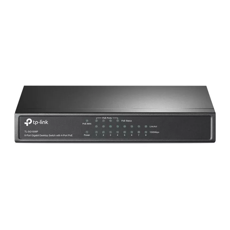TP-Link TL-SG1008P Switch Gigabit de sobremesa de 8 puertos PoE+, 4 puertos PoE, presupuesto 64W, metal TL-SG1008P(UN)