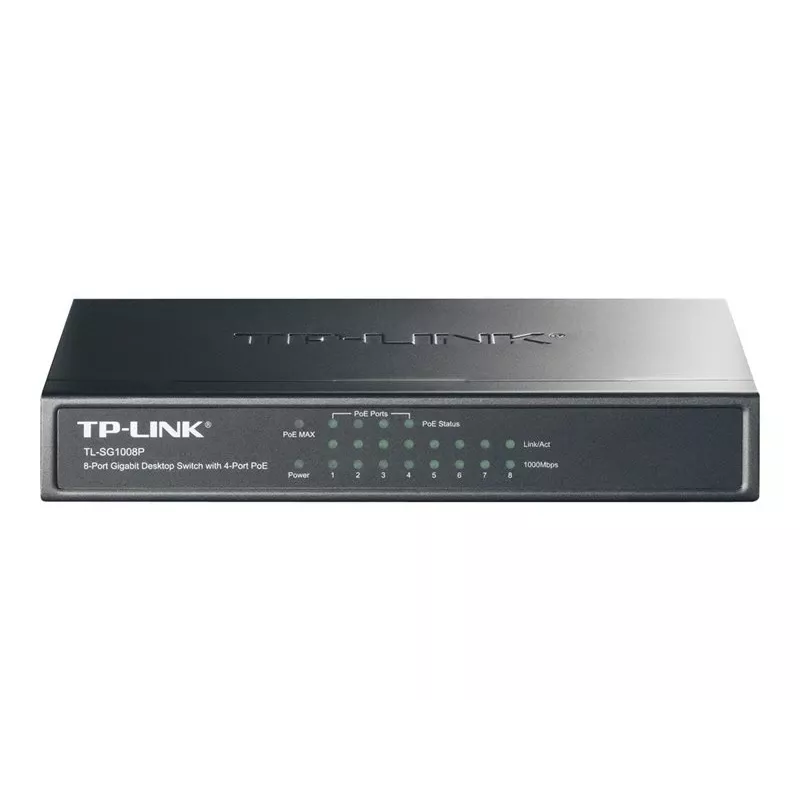 TP-Link TL-SG1008P Switch Gigabit de sobremesa de 8 puertos PoE+, 4 puertos PoE, presupuesto 64W, metal TL-SG1008P(UN)