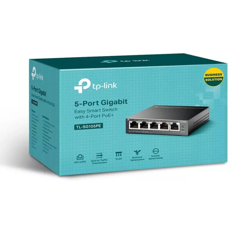 TP-Link TL-SG105PE Switch Gigabit Easy Smart con 4 puertos PoE+