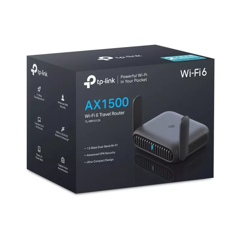 Router de viaje TP-Link TL-WR1512X Roam 6 AX1500 Wi-Fi 6 Dual-Band Gigabit