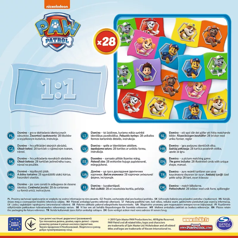 TREFL GRY Dominó Paw Patrol – juego educativo para niños