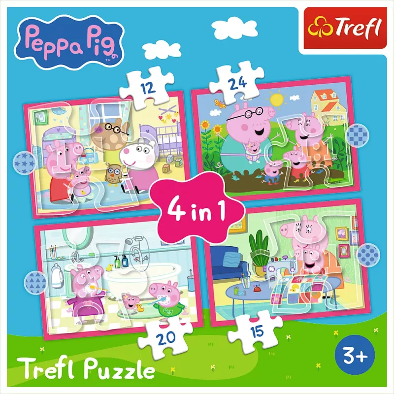 Puzzle 4 en 1 (12, 15, 20, 24) Peppa Loves Adventures Trefl 34672