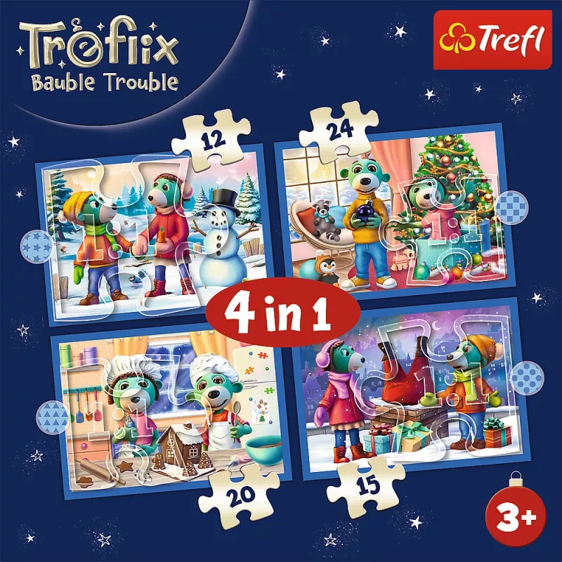 Puzzle 4 en 1 Es schneit bei den Trefliks Trefl 34657
