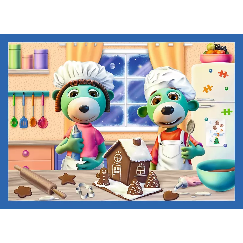 Puzzle 4 en 1 Es schneit bei den Trefliks Trefl 34657
