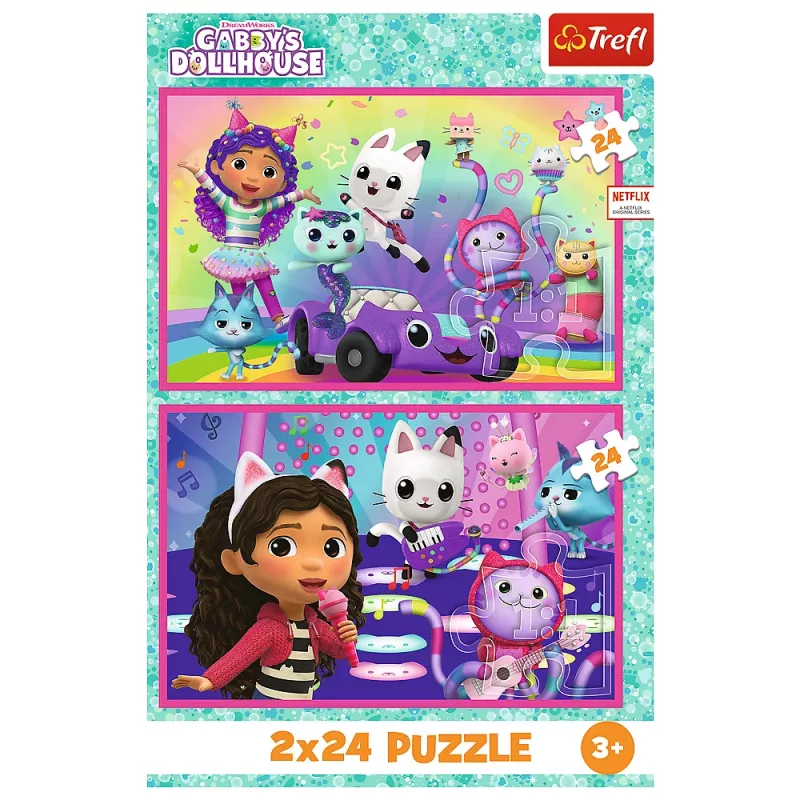 Puzzle 2x24 Diversión con Gabby Universal Gabbys Dollhouse Trefl 34433