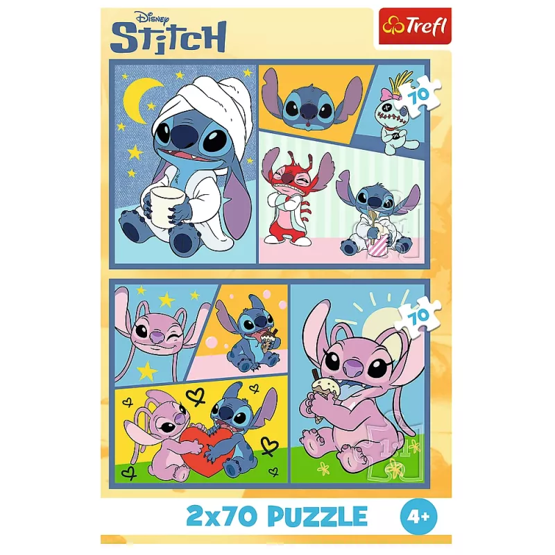 Puzzle Trefl 2x70 There's no boredom with Stitch Disney Lilo Stitch Trefl 34444