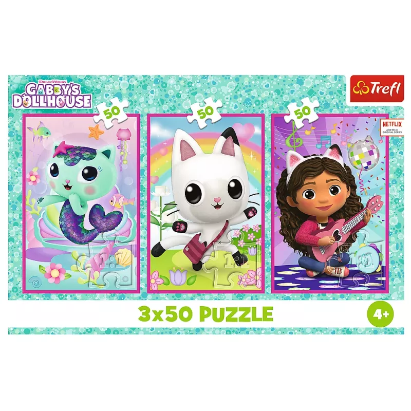 Puzzle Trefl 3x50 - Meet Gabby and the Gabbys Dollhouse Trefl 34876