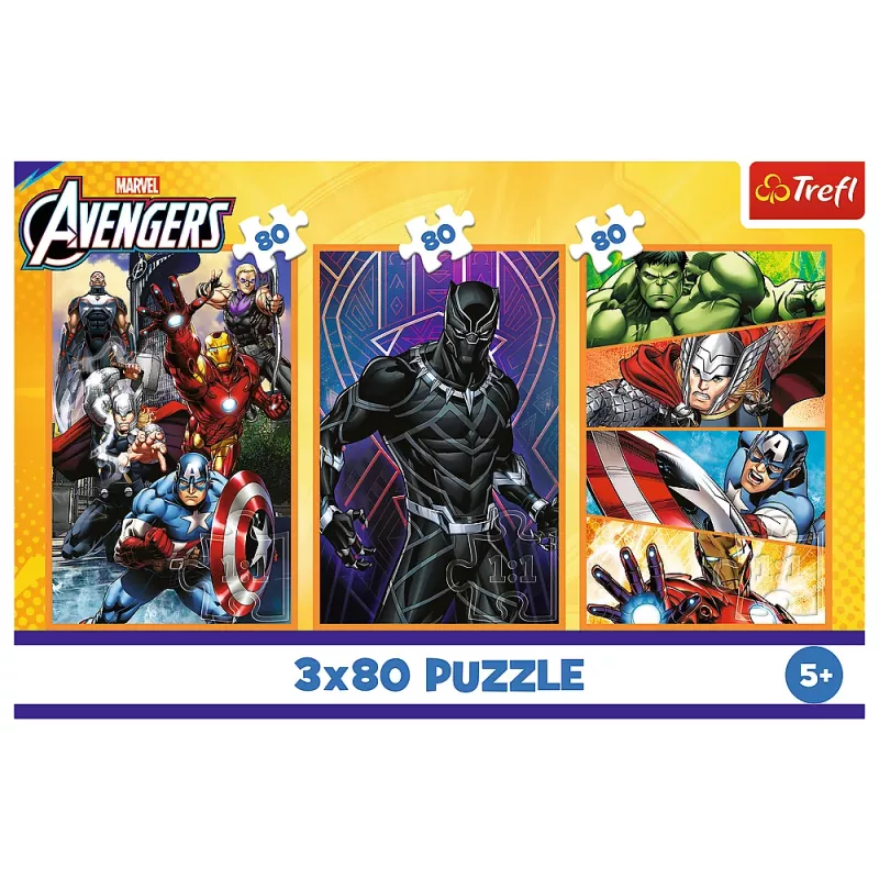 Puzzle Trefl - 3x80 - Days full of action - Disney Marvel The Avengers Trefl 34883