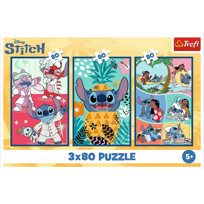 Puzzle Trefl - 3x80 - Stitch World Trefl 34885