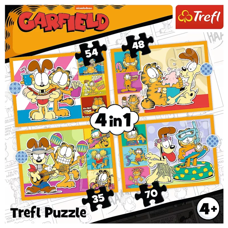 Puzzle 4 en 1 Garfield Loves Lasagna Trefl 34673