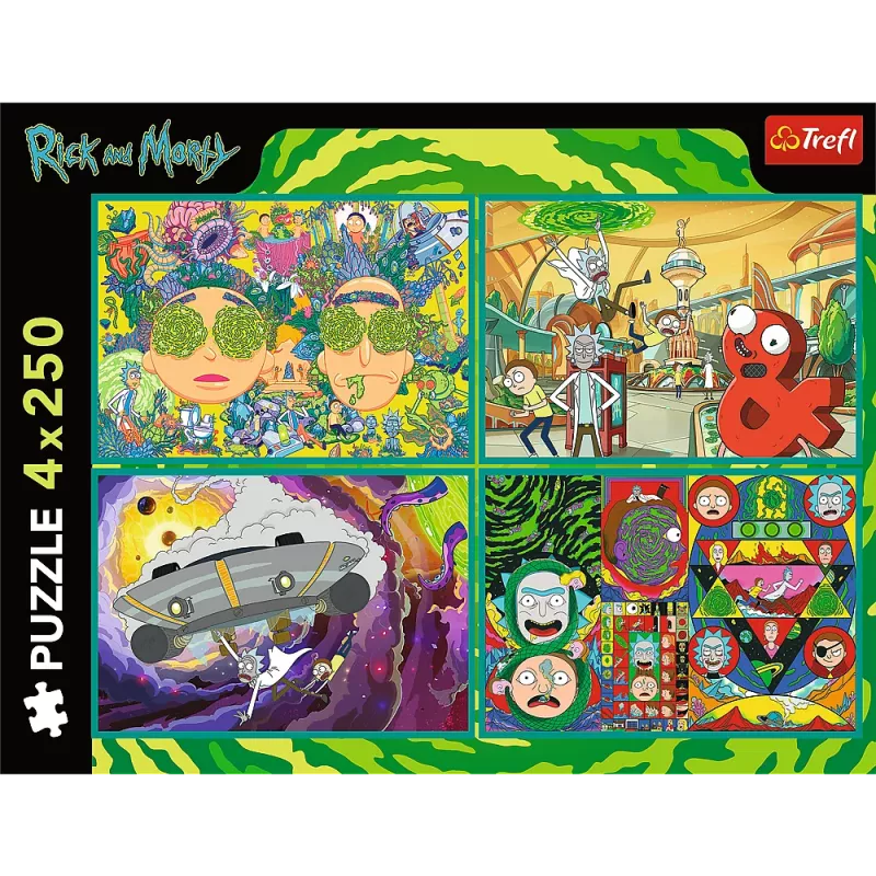 Puzzle TREFL - 4x250 - The Crazy World of Rick and Morty - Warner Rick and Morty Trefl 13338