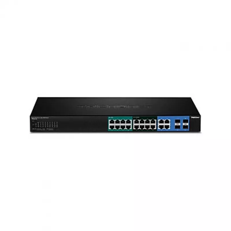 TRENDnet TPE-204US switch UPoE web smart Gigabit de 20 puertos, presupuesto PoE 370W, 8 puertos UPoE, montaje en rack de 19