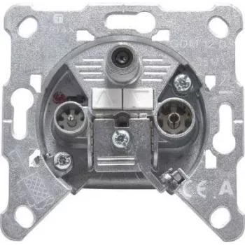 Triax GDM 12 Toma multimedia final, 1x conector F, 1x conector macho IEC, 1x conector hembra IEC, empotrable, carcasa metálica, apantallamiento clase A 306273