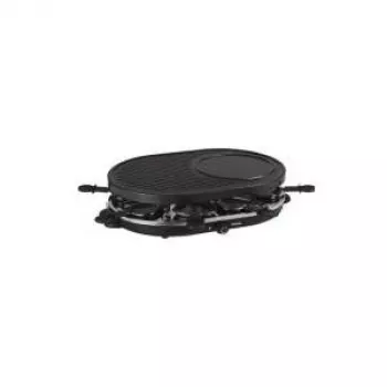 Raclette y parrilla Tristar RA-2996 para 8 personas, 1200 W, plancha reversible antiadherente, 8 sartenes, negro/plata