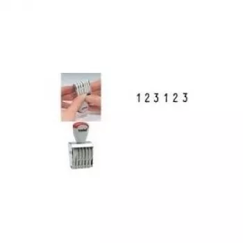 Trodat sello numerador 6 dígitos 9 x 41 mm carcasa de metal niquelado ruedas de ajuste de plástico (51 1596)