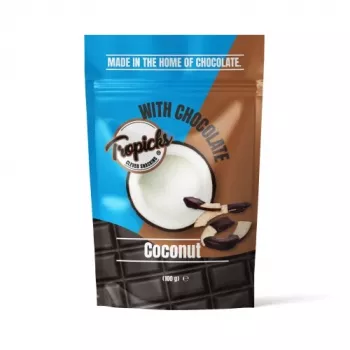 Tropicks Coco deshidratado con chocolate negro 100g - Snack tropical de fruta