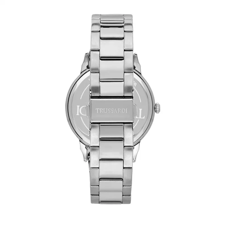 Trussardi Reloj de cuarzo T-Logo para hombre R2453141009 43mm esfera azul acero inoxidable plateado