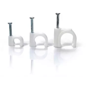 Clip redondo para cable con clavo TRYTYT FLOP-O6, blanco, 6 mm, 100 uds.