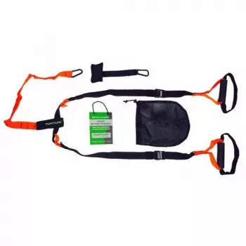 Tunturi 14TUSFU154 Entrenador de suspensión / TRX – Correas ajustables de peso corporal con anclaje de puerta, Negro/Amarillo