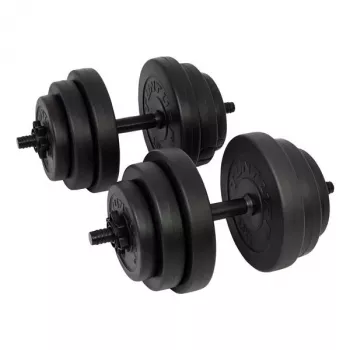 Tunturi 28 kg Set de mancuernas de vinilo con barras Spinlock