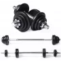 Tunturi set de barra larga y mancuernas 20 kg de hierro fundido con barras spinlock