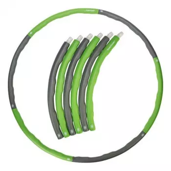 Tunturi Hula Hoop Aro de fitness plegable - 100 cm, 1,2 kg, gris/verde