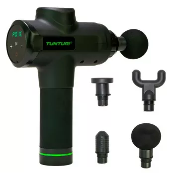 Tunturi MG50 pistola de masaje con 20 niveles de velocidad, 6 accesorios, pantalla táctil LCD, motor sin escobillas, bolsa de transporte