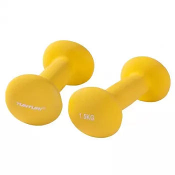 Tunturi par de mancuernas cortas de neopreno 1,5 kg amarillo